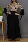 Buy_Aariyana Couture_Black Modal Satin Round Printed Draped Tunic _at_Aza_Fashions