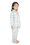 Knitting Doodles_Blue 100% Cotton Print Abstract Princess Night Suit _Online_at_Aza_Fashions