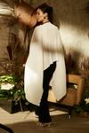 Shop_Tasuvure_White Pleated Satin Asymmetic Cape  _at_Aza_Fashions