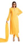 Buy_Seams Pret And Couture_Yellow Georgette Embroidered Sequins Notched Kurta Set _at_Aza_Fashions