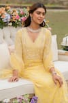 SUMMER BY PRIYANKA GUPTA_Yellow Georgette Embroidery Cutdana V Neck Kurta Salwar Set _Online_at_Aza_Fashions