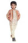 Buy_Para_Off White Muslin Floral And Stripe Bomber Jacket & Kurta Set_at_Aza_Fashions