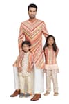 Buy_Para_Off White Muslin Floral And Stripe Bomber Jacket & Kurta Set_Online_at_Aza_Fashions