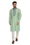 Buy_Para_Green Spun Silk Embroidered Dori Work Kurta Set  _at_Aza_Fashions