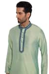 Para_Green Spun Silk Embroidered Dori Work Kurta Set  _Online_at_Aza_Fashions