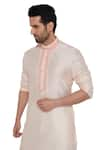 Buy_Para_Pink Spun Silk Embroidered Thread Work Kurta Set  _Online_at_Aza_Fashions