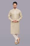 Shop_Para_Beige Paper Cotton Embroidered Kurta _at_Aza_Fashions