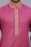 Shop_Para_Pink Paper Cotton Embroidered Kurta _Online_at_Aza_Fashions