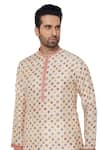 Para_Cream Slub Silk Printed Floral Geometric Kurta And Pant Set _Online_at_Aza_Fashions