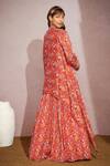 Shop_Aneesh Agarwaal_Orange Chiffon And Organza & Embroidery Floral V Neck Cape Lehenga Set_at_Aza_Fashions
