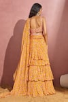 Shop_Aneesh Agarwaal_Yellow Organza And Net Print & Embroidery Floral Pre-draped Saree With Blouse _at_Aza_Fashions