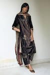 Buy_Shorshe Clothing_Brown Velvet V Neck Kurta And Pant Set _at_Aza_Fashions