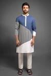 Buy_Mitesh Lodha_Multi Color Colorblock Kurta  _at_Aza_Fashions