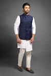 Mitesh Lodha_Blue Overlap Nehru Jacket  _Online_at_Aza_Fashions