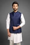 Buy_Mitesh Lodha_Blue Overlap Nehru Jacket  _Online_at_Aza_Fashions