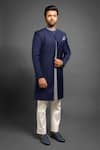 Buy Mitesh Lodha Blue Front-open Sherwani at Aza Fashions Buy_Mitesh Lodha_Blue Front-open Sherwani_at_Aza_Fashions