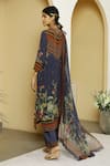Shop_Kalista_Blue Crepe, Georgette Keyhole Afreen Kurta Set _at_Aza_Fashions