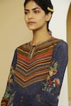 Shop_Kalista_Blue Crepe, Georgette Keyhole Afreen Kurta Set _Online_at_Aza_Fashions