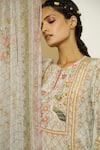 Buy_Kalista_Grey Crepe, Georgette Round Nargis Kurta Set _Online_at_Aza_Fashions