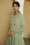 Kalista Green Crepe, Georgette Round Nargis Kurta Set Online at Aza Fashions Kalista_Green Crepe, Georgette Round Nargis Kurta Set _Online_at_Aza_Fashions