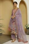 Buy_Kalista_Purple Georgette Embroidery Round Rabia Kurta Set _at_Aza_Fashions