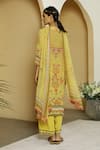 Shop_Kalista_Yellow Crepe, Georgette Round Rabia Kurta Set _at_Aza_Fashions