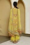 Kalista_Yellow Crepe, Georgette Round Rabia Kurta Set _Online_at_Aza_Fashions