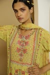 Buy_Kalista_Yellow Crepe, Georgette Round Rabia Kurta Set _Online_at_Aza_Fashions