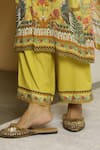 Shop_Kalista_Yellow Crepe, Georgette Round Rabia Kurta Set _Online_at_Aza_Fashions