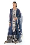Buy Payal Singhal Blue Georgette Floral, Sequin Round Noora Embroidered Anarkali Palazzo Set Buy_Payal Singhal_Blue Georgette Floral, Sequin Round Noora Embroidered Anarkali Palazzo Set