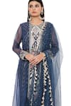 Shop Payal Singhal Blue Georgette Floral, Sequin Round Noora Embroidered Anarkali Palazzo Set at Aza Fashions Shop_Payal Singhal_Blue Georgette Floral, Sequin Round Noora Embroidered Anarkali Palazzo Set _at_Aza_Fashions