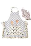 Shop Payal Singhal Accessories Beige Canvas Printed Fan Apron With Mittens at Aza Fashions Shop_Payal Singhal Accessories_Beige Canvas Printed Fan Apron With Mittens_at_Aza_Fashions