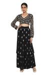 Buy_Payal Singhal_Black Georgette Embroidered Floral Motifs V Anika Choli And Layered Sharara Set _Online_at_Aza_Fashions