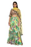 Buy_Payal Singhal_Yellow Georgette Printed Animal Sweetheart Neck Sharara Set _Online_at_Aza_Fashions