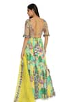 Payal Singhal_Yellow Georgette Printed Animal Sweetheart Neck Sharara Set _Online_at_Aza_Fashions