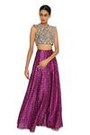 Buy Payal Singhal Purple Silk, Georgette Geometric, Bandhani Round Overlay Low Crotch Pant Set Online at Aza Fashions Buy_Payal Singhal_Purple Silk, Georgette Geometric, Bandhani Round Overlay Low Crotch Pant Set _Online_at_Aza_Fashions