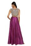 Shop Payal Singhal Purple Silk, Georgette Geometric, Bandhani Round Overlay Low Crotch Pant Set at Aza Fashions Shop_Payal Singhal_Purple Silk, Georgette Geometric, Bandhani Round Overlay Low Crotch Pant Set _at_Aza_Fashions