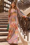 Buy_PS Pret by Payal Singhal_Multi Color Crepe Printed African Motifs Square Neck Top And Skirt Set  _at_Aza_Fashions