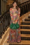 Shop_PS Pret by Payal Singhal_Multi Color Crepe Printed African Motifs Square Neck Top And Skirt Set  _at_Aza_Fashions