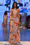 Buy_Payal Singhal_Peach Crepe Trance Asymmetric Tamara Printed Top And Skirt Set_at_Aza_Fashions