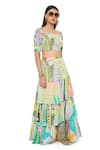 Shop_Payal Singhal_Green Georgette Printed Tropical Square Neck Agnes Top And Skirt Set _Online_at_Aza_Fashions