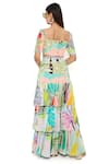 Buy_Payal Singhal_Green Georgette Printed Tropical Square Neck Agnes Top And Skirt Set 