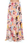 Buy_Payal Singhal_Peach Denim Printed Trance Square Neck Alecia Top And Skirt Set _Online