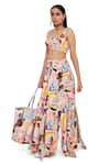 Shop_Payal Singhal_Peach Denim Printed Trance Square Neck Alecia Top And Skirt Set 