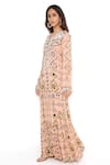 Buy_Payal Singhal_Peach Art Georgette And Embroidery Diamond V Neck Tiered Gown _Online_at_Aza_Fashions