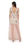 Buy_Payal Singhal_Pink Georgette Embroidery Geometric V Neck Mirai Dress With Skirt 