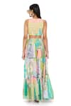 Buy_Payal Singhal_Green Georgette Printed Tropical V Neck Emma Gown 