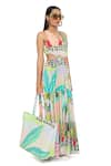 Payal Singhal_Green Georgette Printed Tropical V Neck Emma Gown _Online