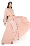 Buy Payal Singhal Pink Georgette Embroidery Thread Round Top And Asymmetric Skirt Set at Aza Fashions Buy_Payal Singhal_Pink Georgette Embroidery Thread Round Top And Asymmetric Skirt Set _at_Aza_Fashions