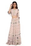 Buy_Payal Singhal_Pink Crepe Diamond Round Top And Skirt Set _at_Aza_Fashions